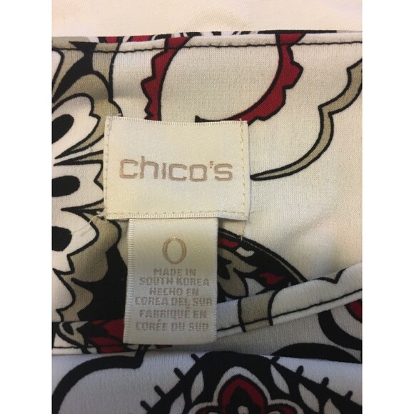 Chico's Size 0-XS-S  Peek-a-Boo Cutout  Pullover Top Tunic Ivory Paisley Print - Picture 4 of 6